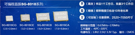 爱普生新品SG-8018可编程晶振系列可替换市场大部分石英晶体振荡器
