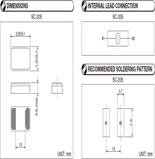 2012mm Q-SC20S03205C5AAAF SC-20S SMD 时钟应用 ±5ppm