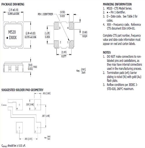 CTS晶振,贴片晶振,520晶振,520L15IA40M0000晶振