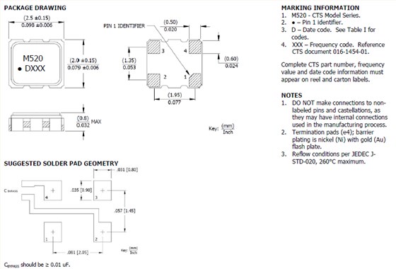 520晶振,520L15IA40M0000晶振,CTS晶体振荡器