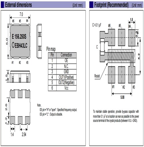 SG7050EBN电信晶振,EPSON差分振荡器,X1G0045110601