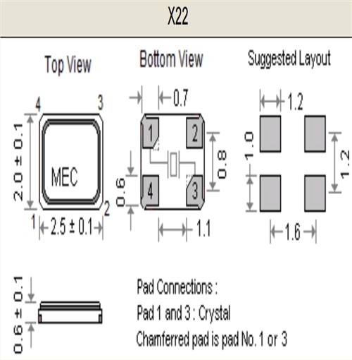 2520mm,X22-50.000-1-20/30H/15R,MERCURY晶振,50MHZ