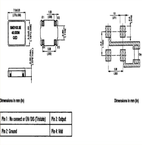 SMD100.3C(E/D)-50.000MHz,7050mm,GED低电压晶振,50MHZ振荡器