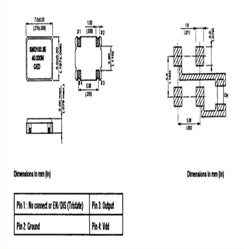 7050mm,100MHZ,SMD100.3C(E/D)-100.000MHz,GED有源振荡器,SMD100.3系列