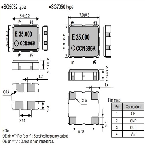 SG-8002CA50.000MHzPCM,7050石英晶振,50MHZ高频晶振