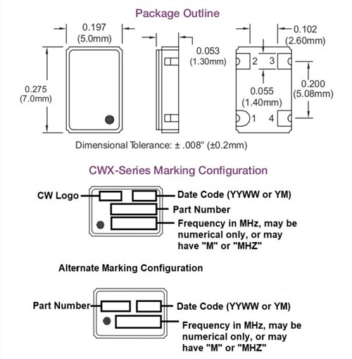 CWX813-020.48M,20.48MHz,7050mm,ConnorWinfield时钟振荡器,导航晶振