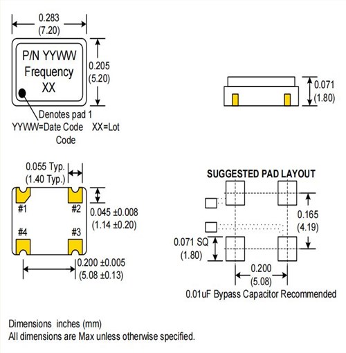 C3390-18.432,Crystek数字视频晶振,18.432MHz,7050mm振荡器