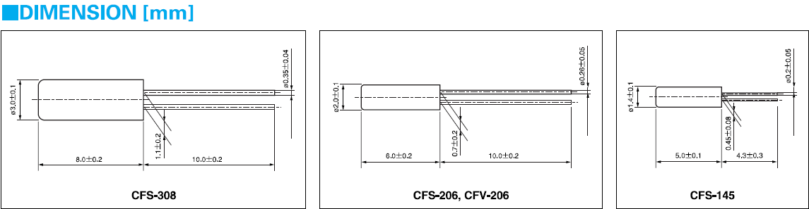 CFS-308晶振,32.768KHz晶振,3*8mm圆柱音叉晶体