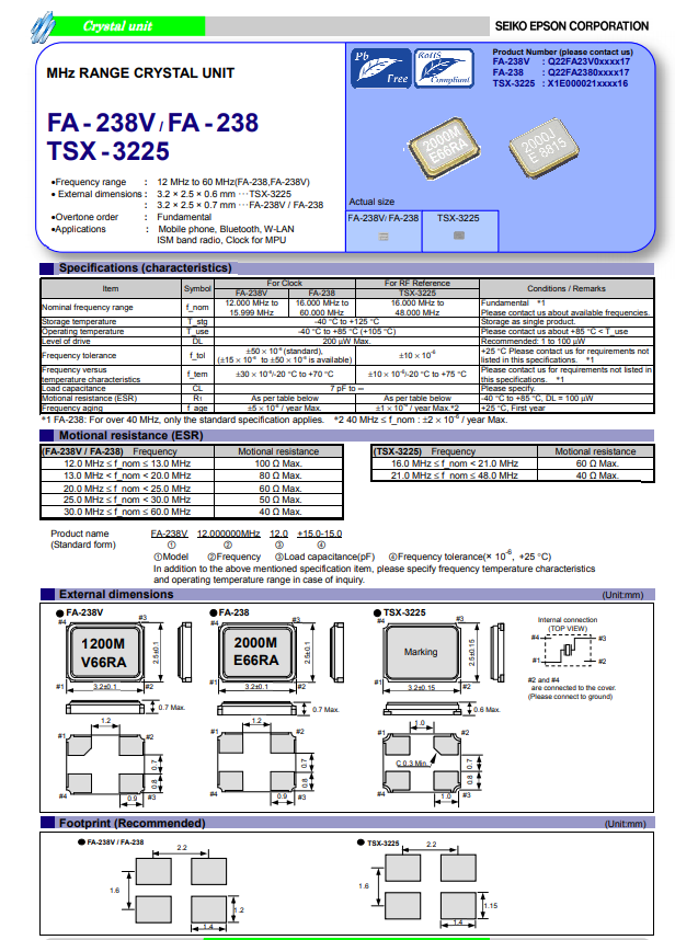 FA-238 FA-238 TSX-3225